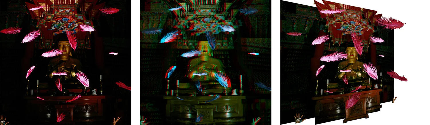 Figure 6. ft-bs, 120x103cm, Lenticular, 2010. ©Jong Soo Kwon(left), Anaglyph 3D(middle), Virtual 3D(right)